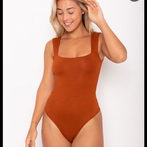 Textured Rust Orange 1pc Swimsuit